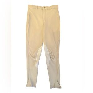 Tuff Rider Riding Breeches Children 16 Front Zip Knee Patch Tan Beige Ribbed